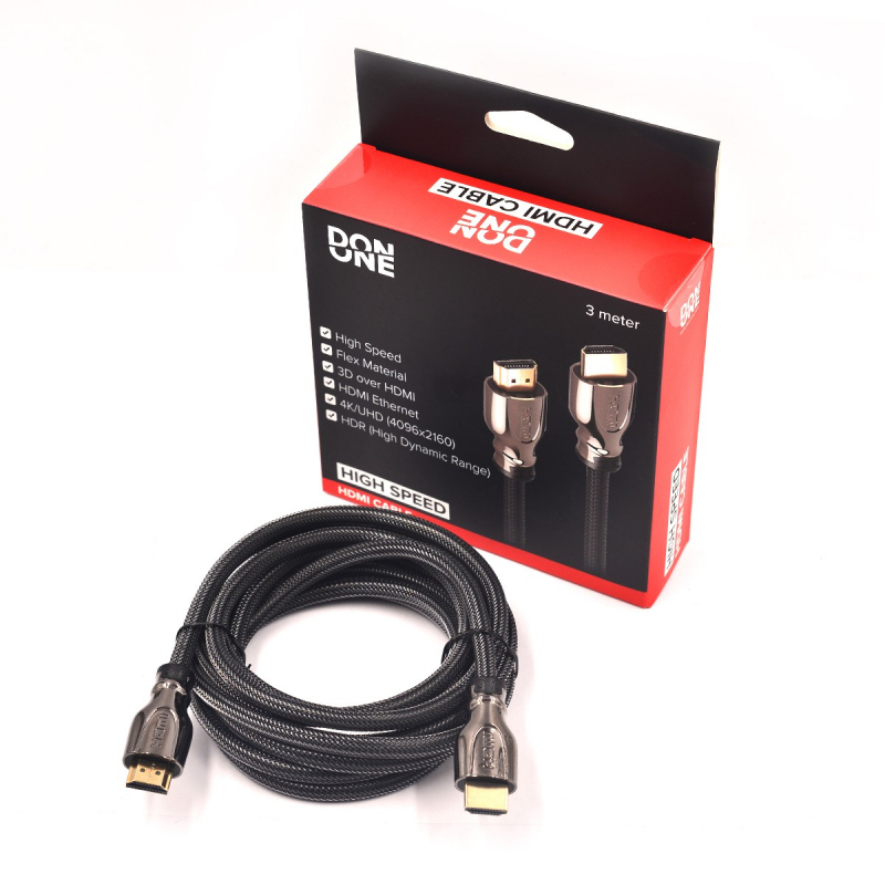 DON ONE HDMI Kabel 2.0 - 3 Meter Länge (PS3/PS4/PS5/XBOX ONE/XBOX Series X/S/PC)