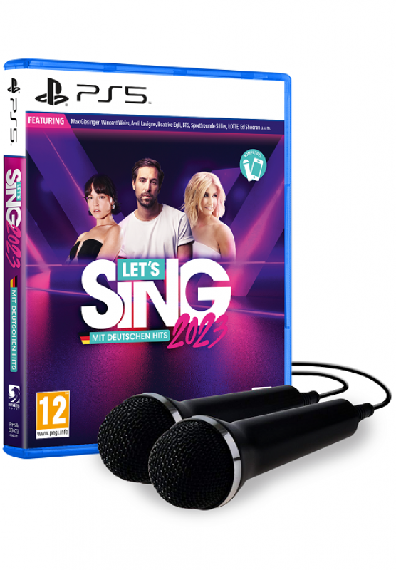 Lets Sing 2023 German Version + 2 Mikrofone (deutsch spielbar) (AT PEGI) (PS5)