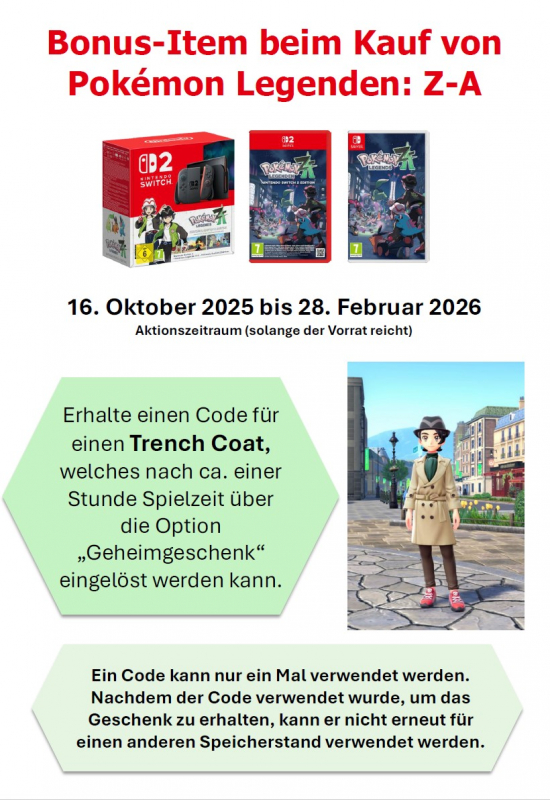 Pokemon-Legenden Z-A  (deutsch spielbar) (AT PEGI) (Nintendo Switch) inkl. Trench Coat DLC